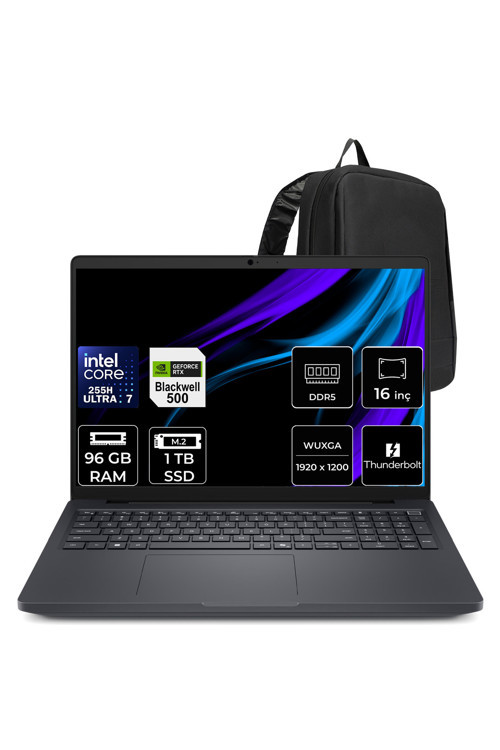 Pro Max 16 Core Ultra 7 255H RTX Pro 500 Blackwell 6GB 96GB RAM 1TB SSD 16" FHD+ FreeDOS MC16250P351 İş İstasyonu + PER4 Çanta