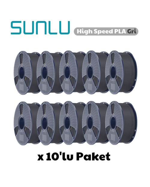 High Speed PLA Filament Gri 1.75mm 1kg (10 Adet)