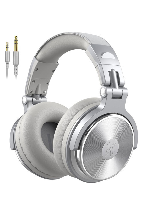 Pro 10 Yüksek Çözünürlüklü Stüdyo ve Miksaj DJ Stereo Kablolu Kulak Üstü Kulaklık Gümüş