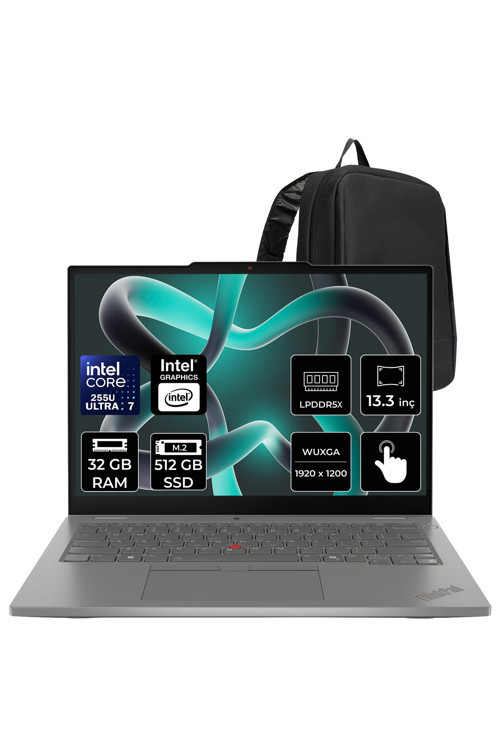ThinkPad L13 Core Ultra 7 255U 32GB RAM 512GB SSD 13.3" FHD+ Multi-Touch FreeDOS Dizüstü Bilgisayar + Per4 Çanta