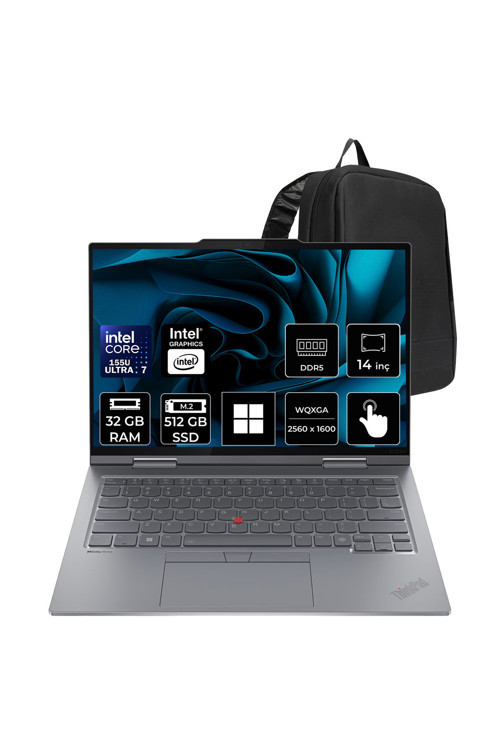 ThinkPad X1 Core Ultra 7 155U 32GB RAM 512GB SSD 14" 2.8K OLED 120Hz Multi-Touch Win11 Home Dizüstü Bilgisayar + Per4 Çanta