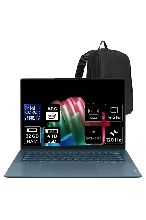 Yoga Pro 7 Core Ultra 7 155H 32GB RAM 4TB SSD 14.5" 3K 400nits 120Hz Multi-Touch FreeDOS 83E20013TRP305 Notebook + PER4 Çanta