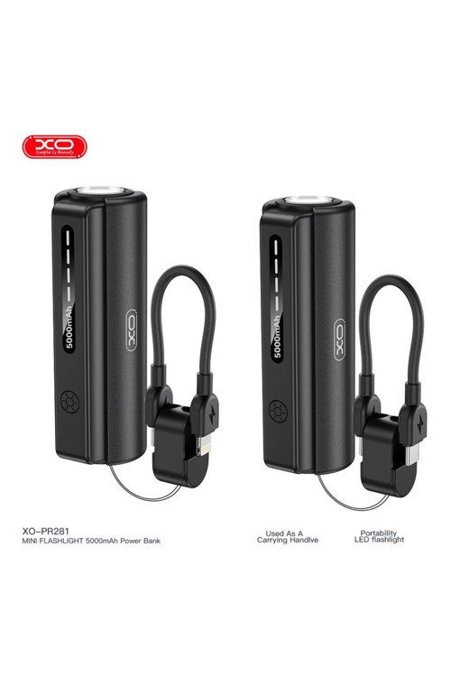 PR281(İP) 5000mAh El Feneri Özellikli Type-C to Lightning Powerbank Şarj Aleti