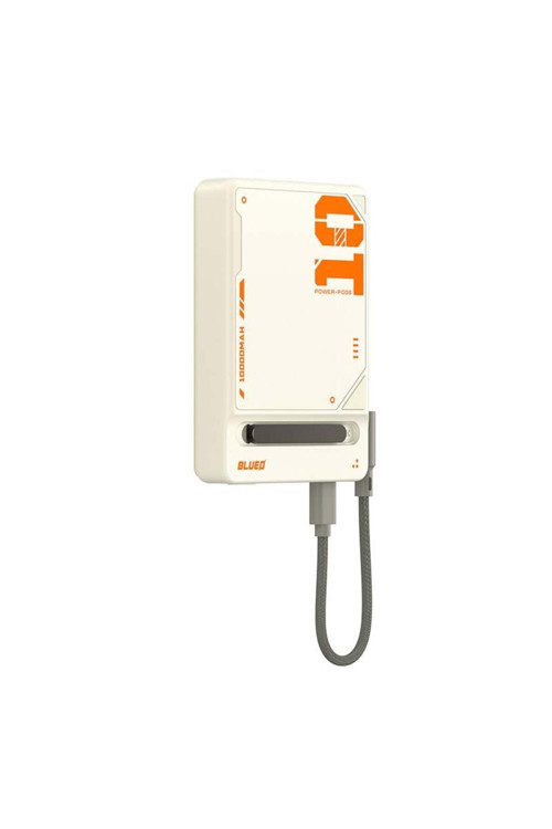 PD 20W MF MagSafe Uyumlu Type-C Çift Çıkışlı 10000 Mah Standlı Kablosuz Powerbank Şarj Aleti Beyaz