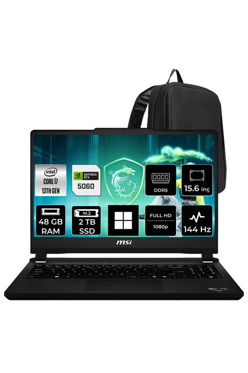Cyborg 15 Max Core i7 13620H RTX 5060 8GB 100W 48GB RAM 2TB SSD 15.6" Full HD 144Hz Win11 Home C13WF065XTRP334 Gaming Laptop + PER4 Çanta