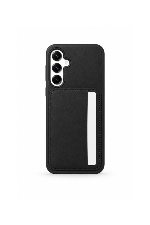 Cardx Samsung S26 Uyumlu Kamera Korumalı Vegan Deri Kartlıklı Kılıf Siyah
