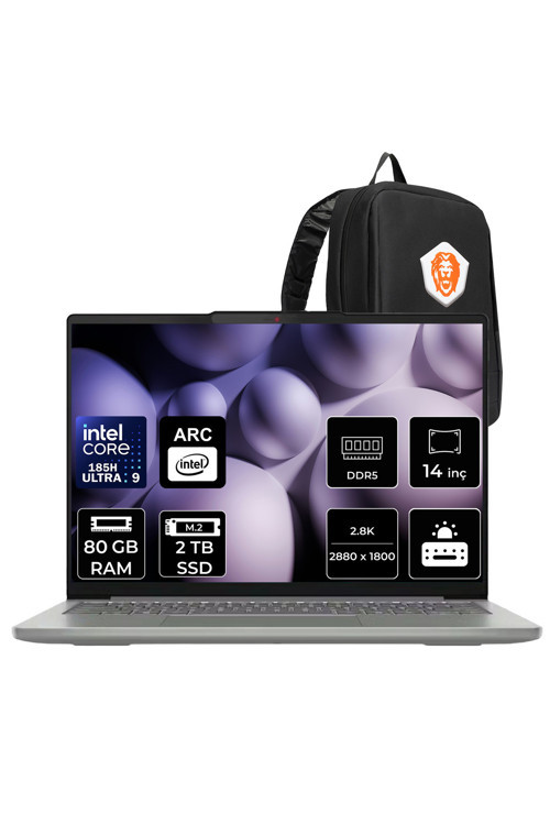 IdeaPad Slim 5 14IMH10 Ultra 9 185H 80GB RAM 2TB SSD 14" 2.8K (2880x1800) OLED FreeDos Dizüstü Bilgisayar
