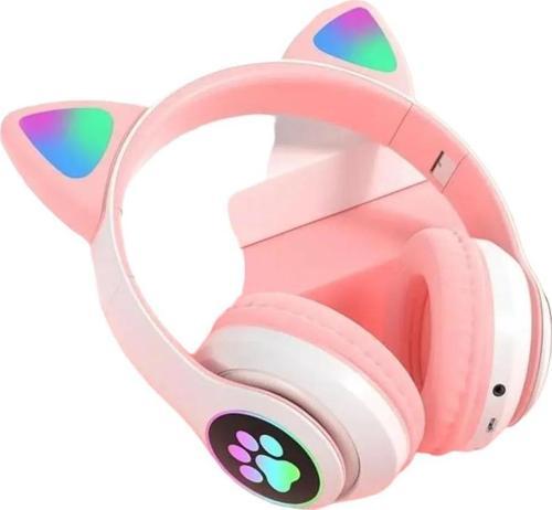 Pembe Kedi Kulak Üstü Kablosuz Bluetooth Kulaklık Stn-28