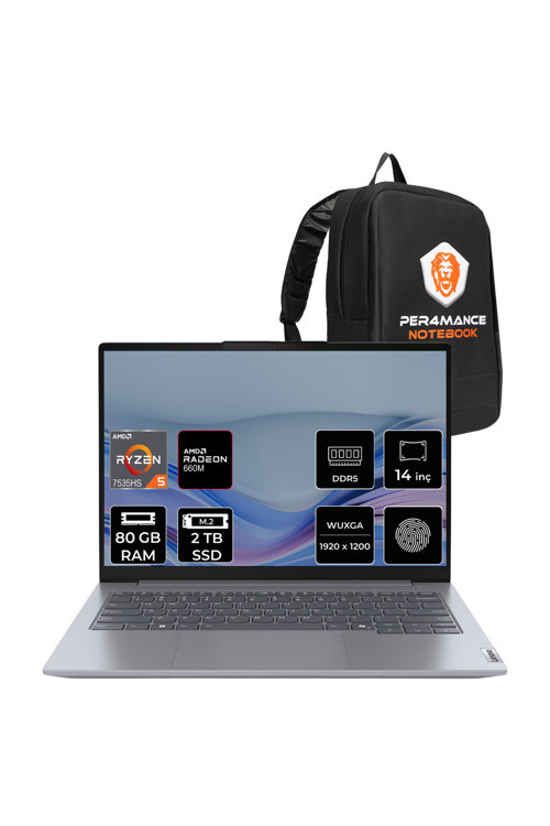 ThinkBook 14 Gen 7 Ryzen 5 7535HS 80GB RAM 2TB SSD 14" FHD+ FreeDos Dizüstü Bilgisayar