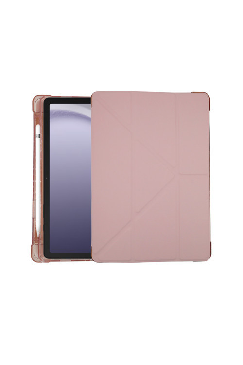 Lenovo M11 Uyumlu Standlı Smart Tablet Kılıfı & Kapaklı - Kalem Bölmeli Pembe