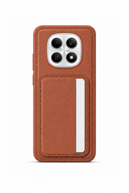 Cardx Redmi Note 15 4G / 5G Uyumlu Vegan Deri Kartlıklı Kamera Korumalı Kılıf Kahve
