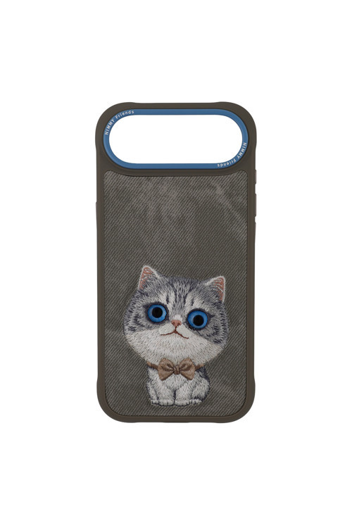 iPhone 17 Air Uyumlu 3D Göz Kedi Detaylı Gerçek Nakış İşlemeli Kabartmalı New Big Eyes Kılıf