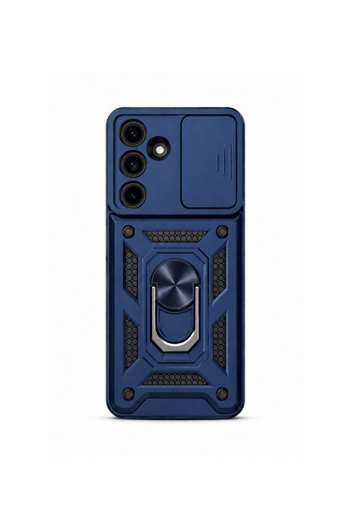 Samsung A17 Uyumlu Kılıf Stand Özellikli Kamera Sürgülü Darbelere Dayanıklı Slide Silikon Lacivert