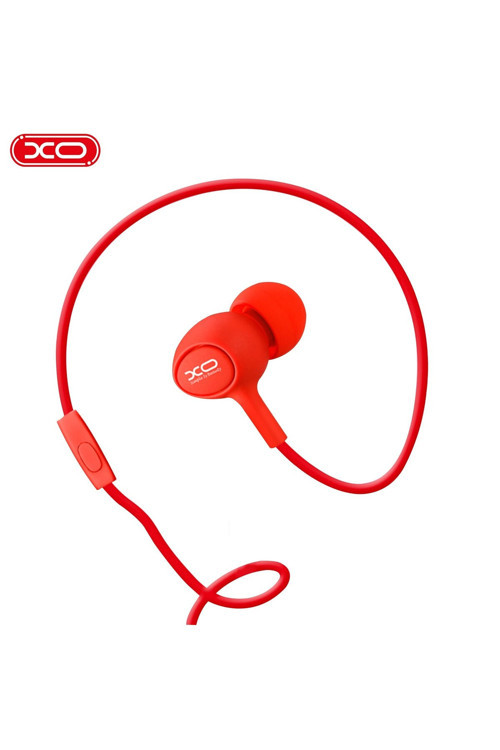 S6 3.5 mm Jack Aux Çıkışlı Mikrofonlu Multimedia Tuşlu Soft Silikon Kablolu Kulaklık Kırmızı