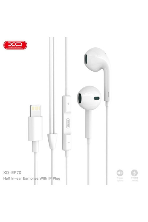 EP70 iPhone Uyumlu Mikrofonlu Kulak İçi Kulaklık - Ses Kontrollü Beyaz Kablolu Kulaklık