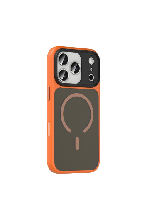 iPhone 17 Pro Max Uyumlu MagSafe Özellikli Sert Fall Telefon Kılıfı Turuncu