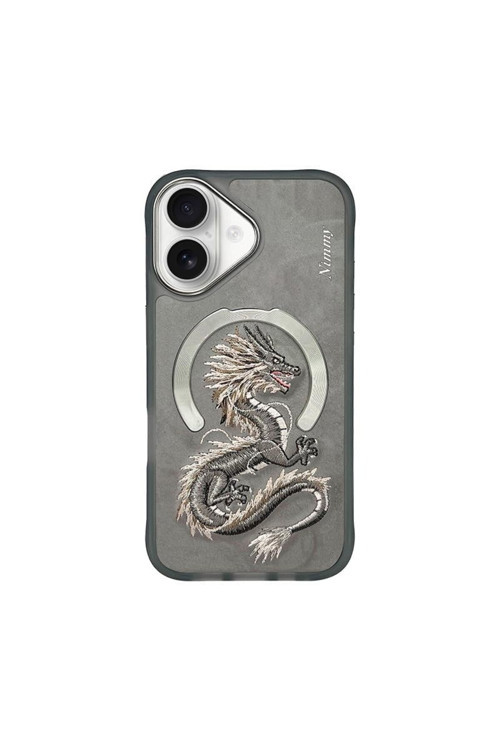 iPhone 16 Uyumlu | MagSafe Destekli 3D Gerçek Nakış İşlemeli Dragon Kılıf
