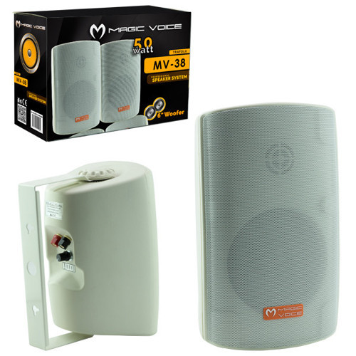 MV-38 Beyaz 11 Cm Trafolu 40 Watt Sütun Hoparlör 2'li Takım