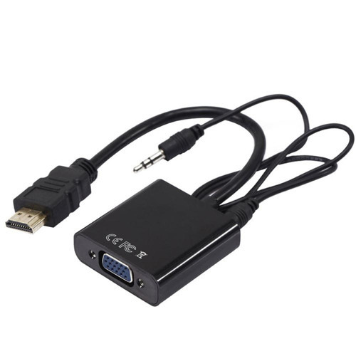 PM-32015 Siyah 3.5mm Ses Destekli HDMI to VGA+Audio Dönüştürücü Adaptör