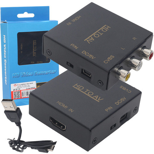 PM-33523 HDMI TO RCA AV NTSC/PAL Görüntü Dönüştürücü Çevirici Adaptör Metal Kasa