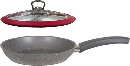 Granit Tava 24 CM Kırmızı Silikon Kapaklı