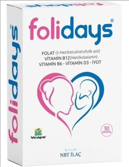 Folıdays (Folık-Iod-B12-B6-D3)30 Kapsul
