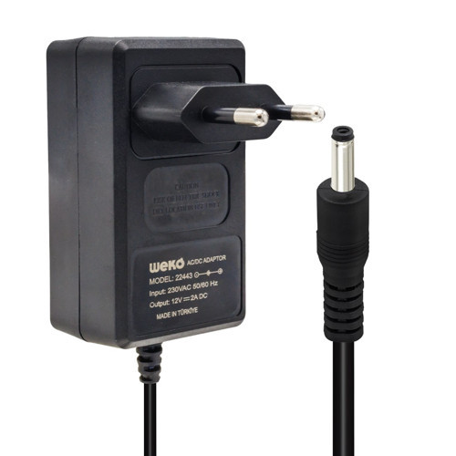 12 Volt - 2 Amper 2.5*0.7 Uçlu Yerli Üretim Plastik Kasa Priz Tipi Adaptör