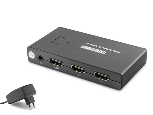 Hdmi Usb Kvm Switch 2 Port Hdmi 4 Port Usb Dahili Kablolu - Siyah HDX1373