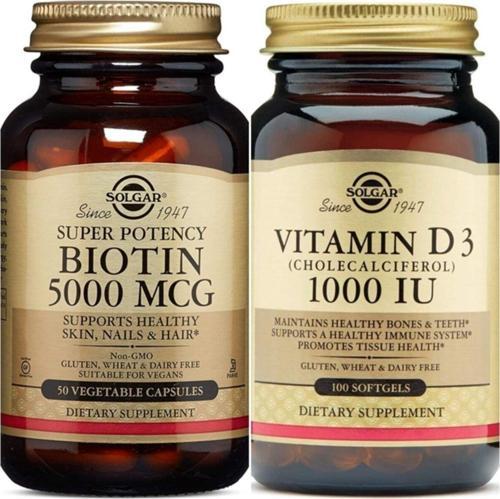 Biotin 5000 Mcg 50 Kapsül + Vitamin D3 1000 Iu 100 Tablet