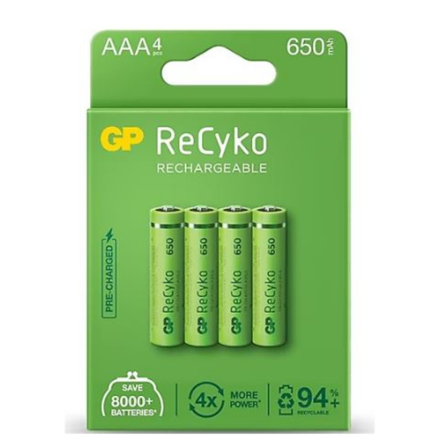 Recyko 650 mAh R03 AAA Şarjlı 4'lü İnce Kalem Pil