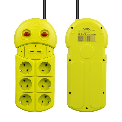 VE-970USB 6'Lı 2 USB'li 1.5 Metre Grup Priz