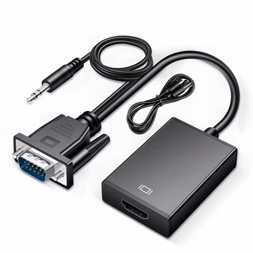 XCC7804 Ses Girişli VGA TO HDMI Dönüştürücü (45 CM AUX Kablo 15 CM VGA Kablo)