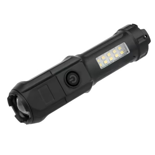 109-B Zoomlu Flash Özellikli SMD ve Power LED’li Şarjlı Plastik Kasa El Feneri (Powerbank Özellikli)