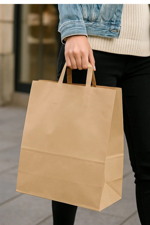 Düz Saplı Kraft Çanta 22x12x28 - 25 Adet
