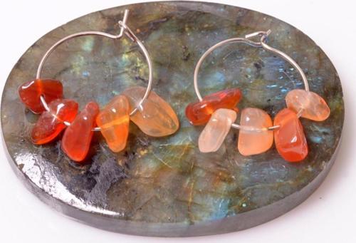 Akik Taşı Çelik Halka Küpe