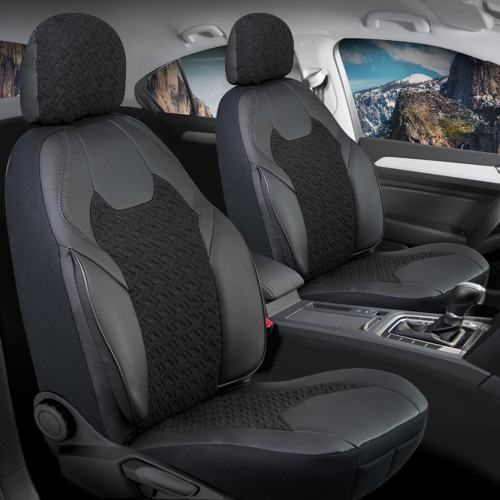 Audi A3 Sportback Uyumlu Lüx Deri Detaylı Oto Koltuk Kılıfı Ön Arka Takım Lotus SİYAH