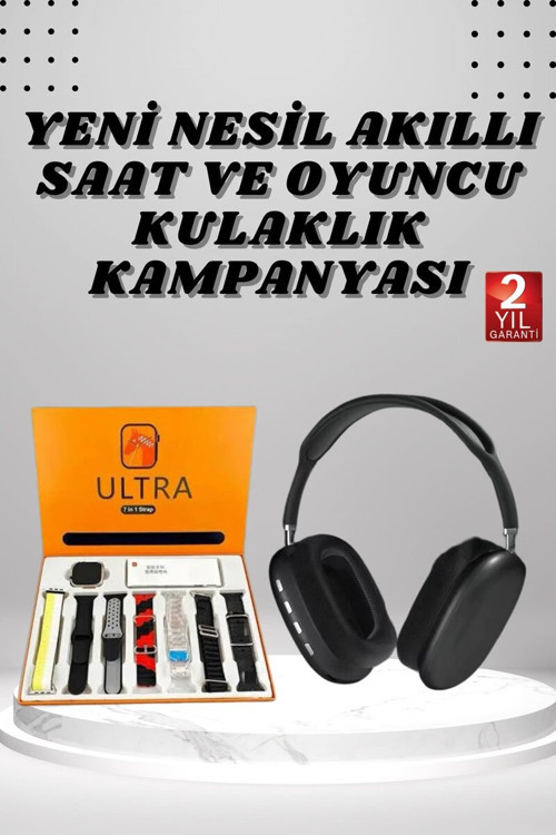Boyun Bantlı Kulaklık ve 7 Kordonlu Yeni Nesil Akıllı Saat Kampanyası Yüksek S - HEPIDE6933-2