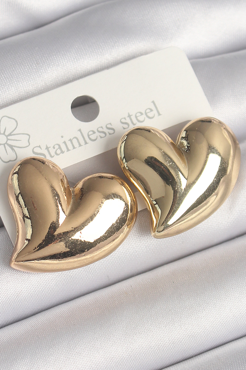 Pirinç Gold Renk Bomba Kalp Model Kadın Küpe 5886 - HEPIDE7788-4176