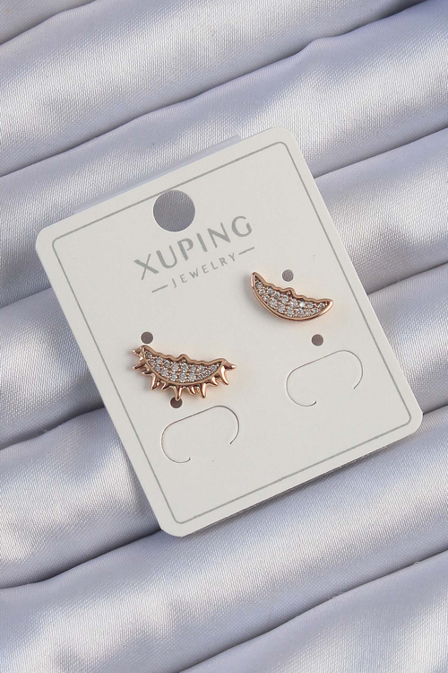 Xuping Rose Renk Zirkon Taşlı Ay ve Güneş Tasarımlı Küpe 5886 - HEPIDE5772-7804