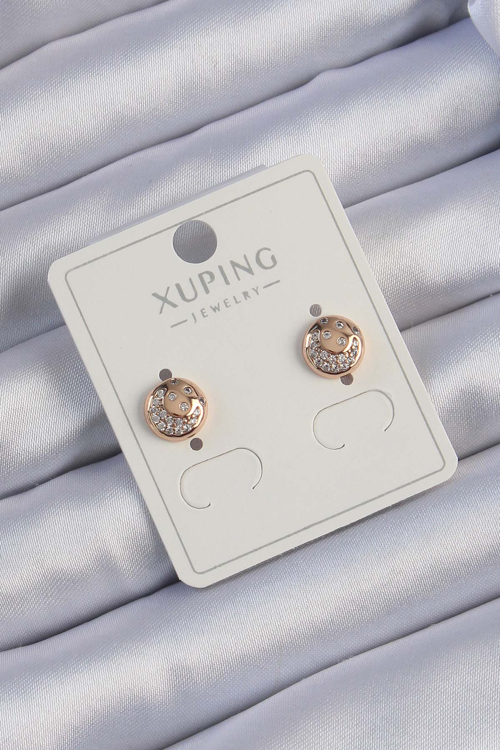 Xuping Rose Renk Zirkon Taşlı Yansımalı Oval Küpe 5886 - HEPIDE2367-2663