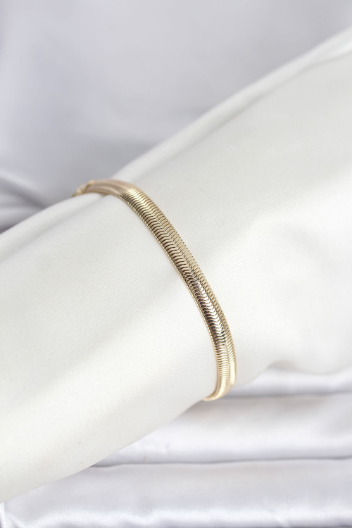 CM 14K Gold Renk Yassı Zincir Yılan Model Kadın Bileklik 5886 - HEPIDE6460-8638
