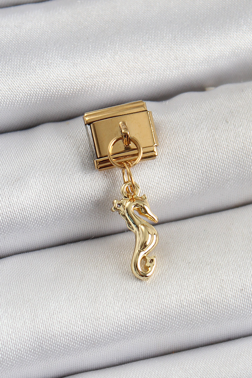 316L Çelik Sallantılı Deniz Atı Model Gold Renk Nomination Charm 5886 - HEPIDE5808-9915