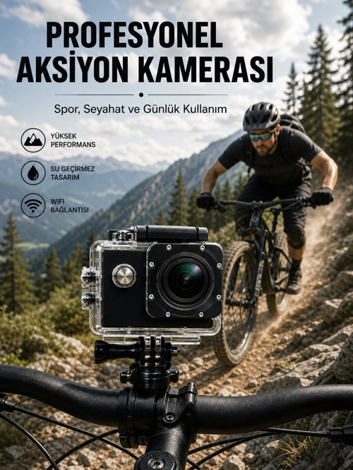 Profesyonel Video Çekimleri İçin 1080P Full HD Aksiyon Kamerası - HEPIDE5331-6990