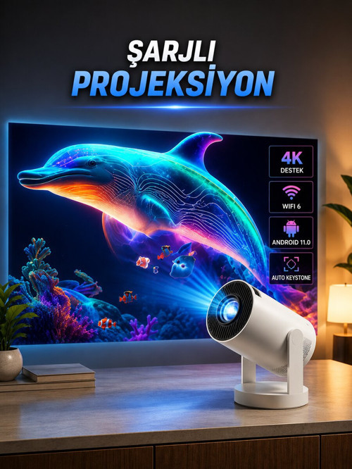 Taşınabilir Sinema Oyun Projektörü Akıllı Projeksiyon Android 11 - HEPIDE5143-1319