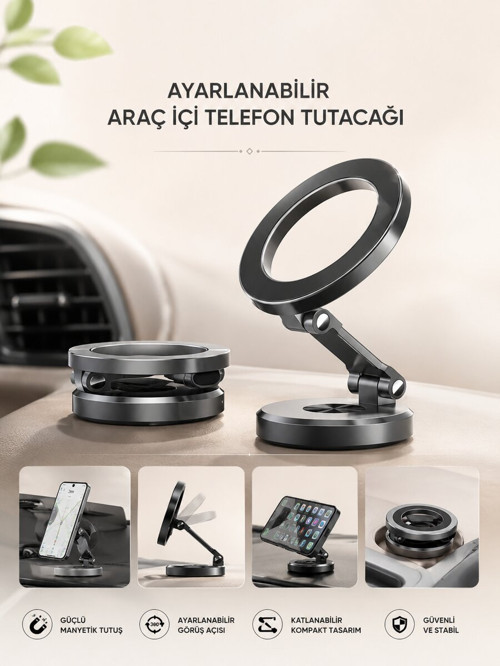Araç İçi Telefon Tutacağı Manyetik Tasarım Ayarlanabilir - HEPIDE8502-3884