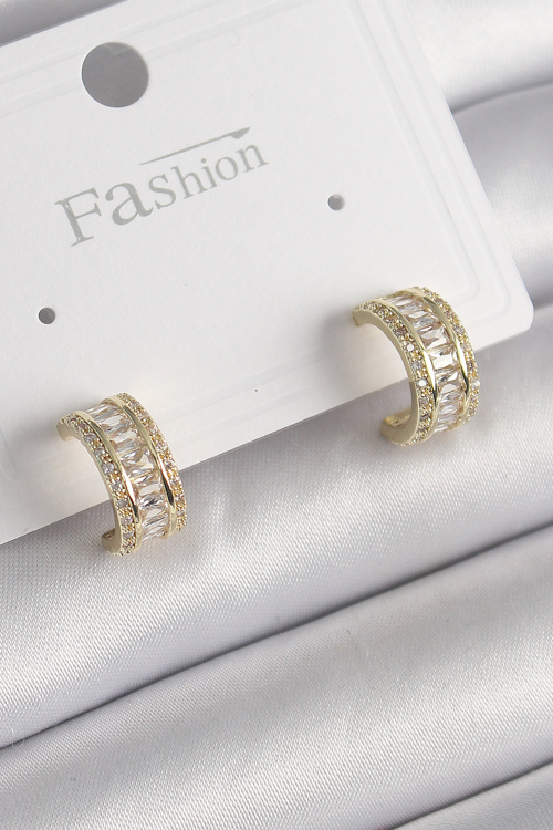 Pirinç Gold Renk Zirkon Taşlı Halka Model Kadın Küpe 5886 - HEPIDE2167-8597