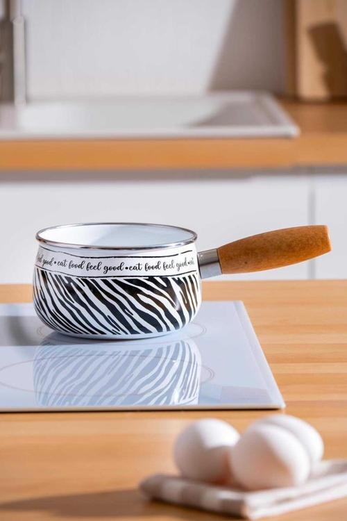 Royal 16 cm Emaye Ahşap Saplı Sütlük Sosluk Siyah XAP-06676