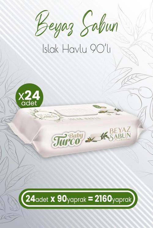 Islak Havlu Beyaz Sabun Kokulu 90' lı x 24 Adet (2160 Yaprak)