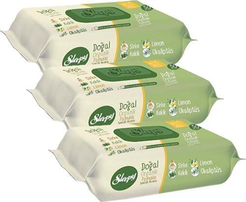 Islak Havlu Mendil Doğal Organik Pamuklu 50 Yaprak Plastik Kapaklı 3lü Set 150 Yaprak