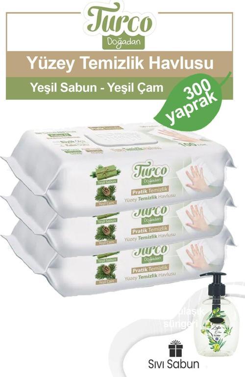 Pratik Yüzey Temizlik Havlusu 3 x 100 adet - Klor Paraben Sls İçermez